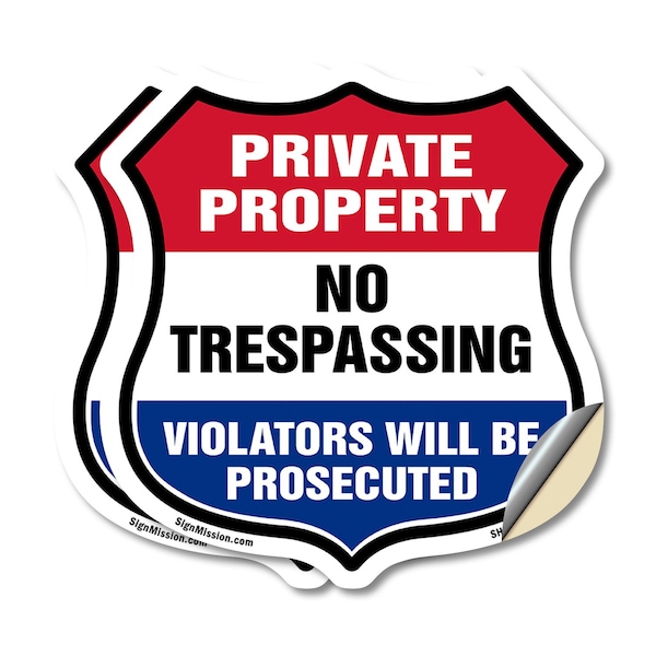 Signmission Private Property Shield Sign No Trespass, 12 inch X 12 inch, Vinyl Decal, 2PK SHI-D-2PACK-12-453 - main