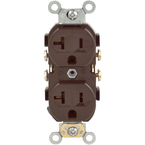 Leviton 20A Brown Heavy-Duty 5-20R Duplex Outlet S00-CR20-00S - main