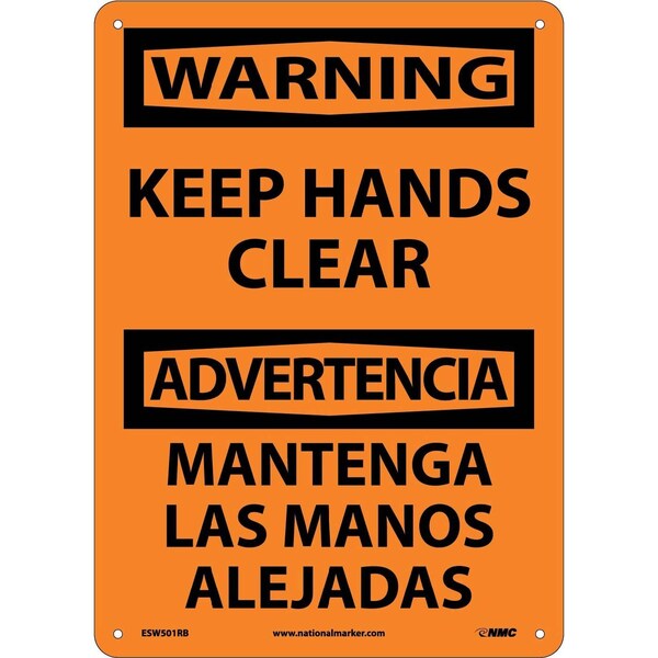 Nmc Warning Keep Hands Clear Sign - Bilingual ESW501RB - main