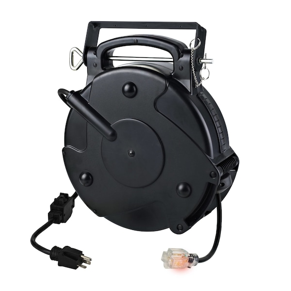 Alert Reel Mfg ProReel Retractable Cord Reel, 20 Amp, 45' 12/3 SJTOW, Single Tap Retractable Extension Cord Reel 8645TFI - main