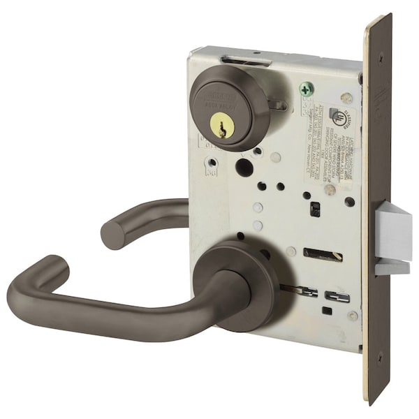 Sargent Grade 1 Office or Entry Mortise Lock, J - Lever, LN - Rose, Dark Oxidized Satin Bronze Oil Rubbed 8205 LNJ 10B - main