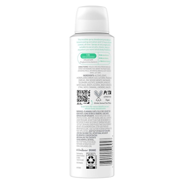 Dove Sage and Lavender Cooling Whole Body Deodorant Spray, 4 Ounce, 12PK 64770964 - main