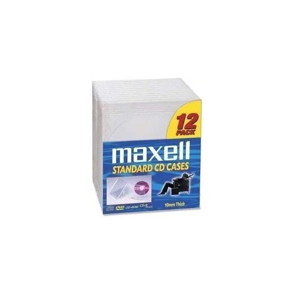 Maxell CD/DVD Hard Plastic Jewel Case, 10mm Clear, 12PK 190069od - main