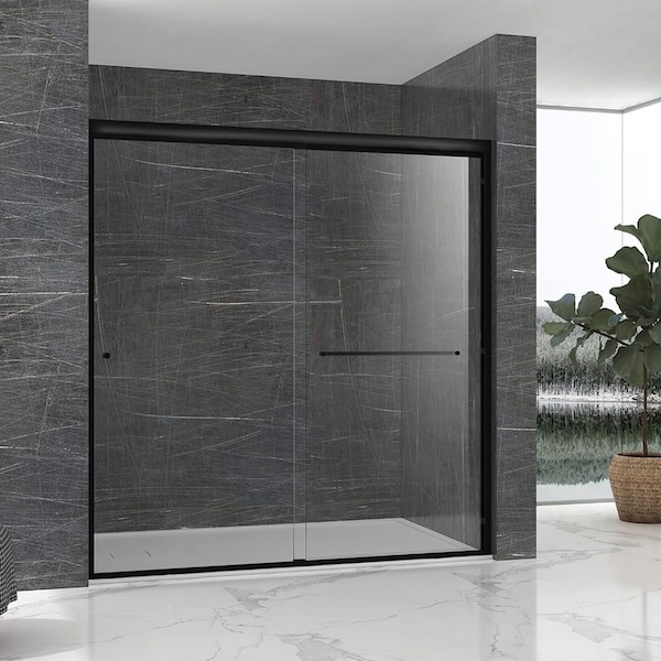 Fab Glass And Mirror Bypass Sliding Tub Shower Door Sorrento Economy Series Adjustable 56in-60in Width 58in Height - Se SHSO60X58MB - main