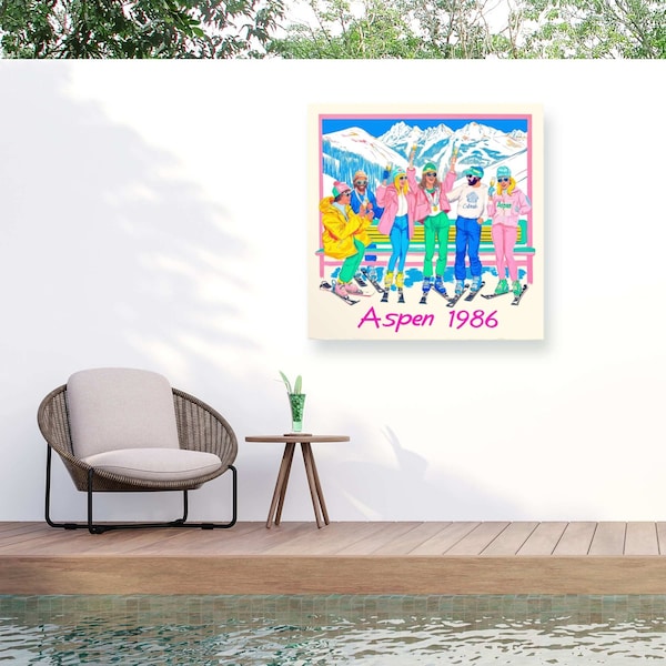 Trademark Fine Art Outdoor Canvas Art Jess Stempel 'Aspen 1986' Wall Art for Patios, or Gardens GRL00648-OC2424WR - main