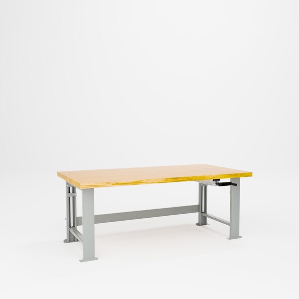 Pucel Hardwood Top Hydraulic Bench, 72 in W x 36 in D x 41 in H, Gray HBW-3672-M12 - main