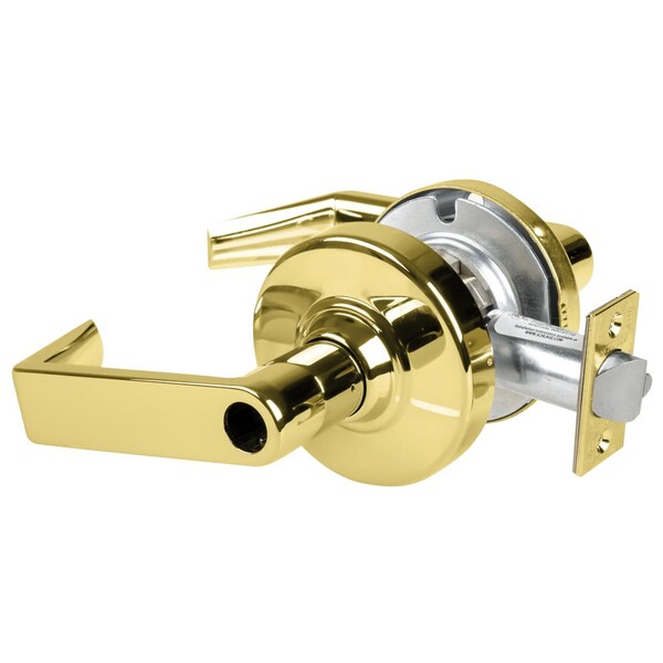Schlage Grade 1 Corridor Lock, Rhodes Lever, Less Cylinder, Bright Brass Finish, Non-Handed ND73LD RHO 605 - main