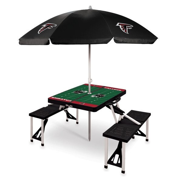 Picnic Time Family Of Brands Atlanta Falcons - Picnic Table Portable Folding Table with Seats and Umbrella, (Black) 811-02-175-025-2 - main
