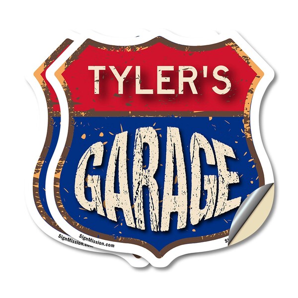 Signmission Tyler's Garage, 4 inch X 4 inch, Vinyl Decal, 2PK SHI-D-2PACK-4-383-TYLER - main
