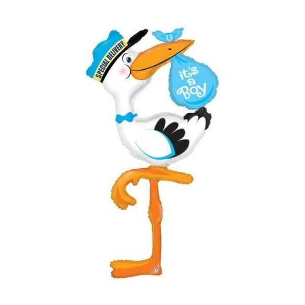 Loonballoon Stork Baby It's a BOY Newborn Blue Hanging Party Shower 60in. Mylar Foil Balloon B01FTXP692 - main