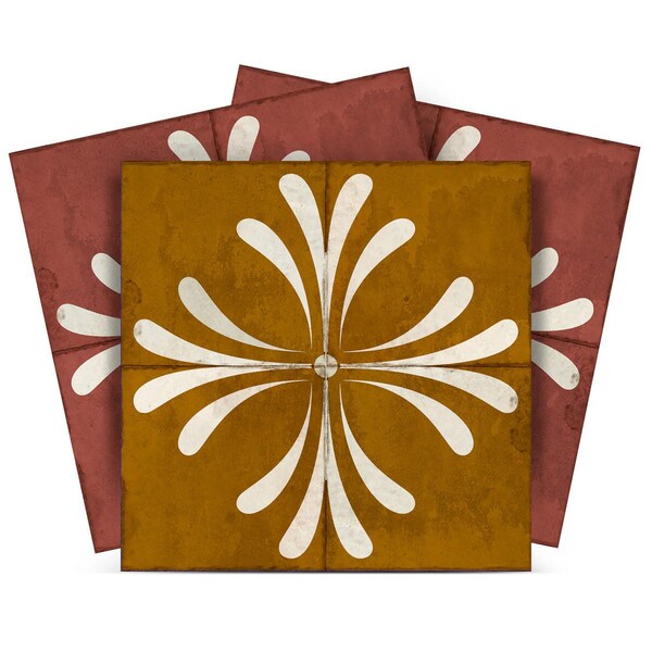 Homeroots 5" x 5" Brown And Gold Vinyl Arabesque Peel And Stick Removable Tiles 569319 - main