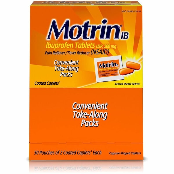 Motrin Ibuprofen Pain Reliever, Orange, 50PK JOJ48152 - main