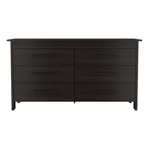 Homeroots 59" Black Six Drawer Double Dresser 403750 - main