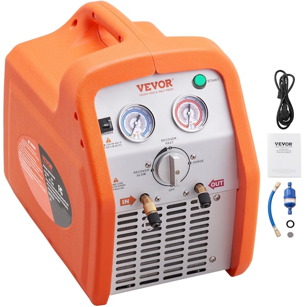 Vevor Refrigerant Recovery Machine 1 HP Dual Cylinder AC HVAC Recycling Tool RR500 - main