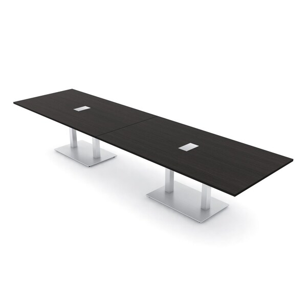 Skutchi Designs Rectangle Conference Table With Power Unit, 48 in W, 168 in L, Black HAR-REC-48X168-DOU-U999ST19-ESIL - main