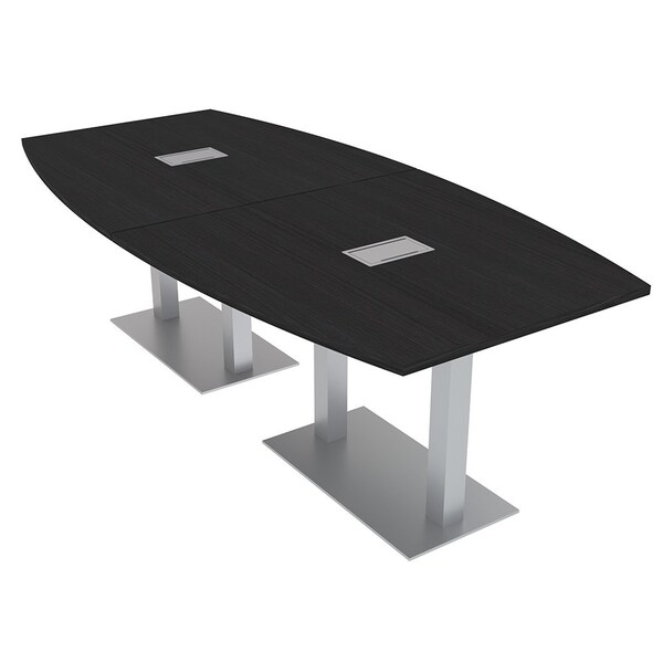 Skutchi Designs Boat Conference Table With Power, 48 in W, 96 in L, Black HAR-BOT-48x96-DOU-U999ST19-ESIL - main