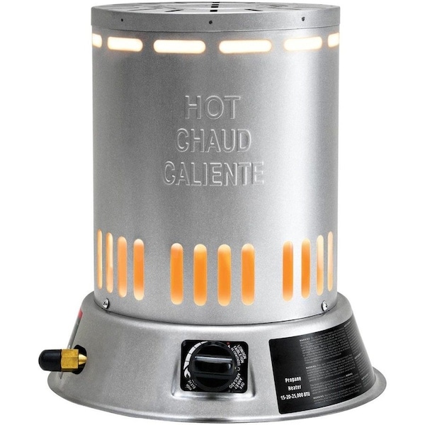 Dura Heat LPC25 Convection Heater, 15,000 to 25,000 Btu, 600 sq-ft Heating Area, Liquid Propane, Silver LPC25 - main