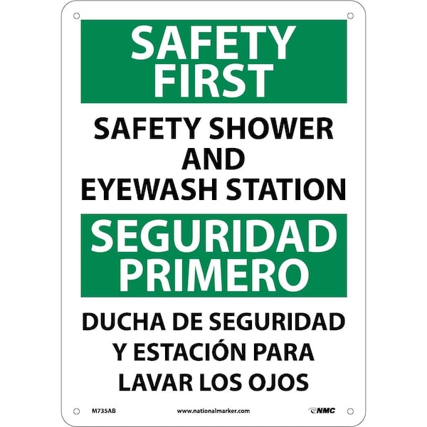 Nmc Safety First Shower And Eyewash Station Sign - Bilingual, M735AB M735AB - main