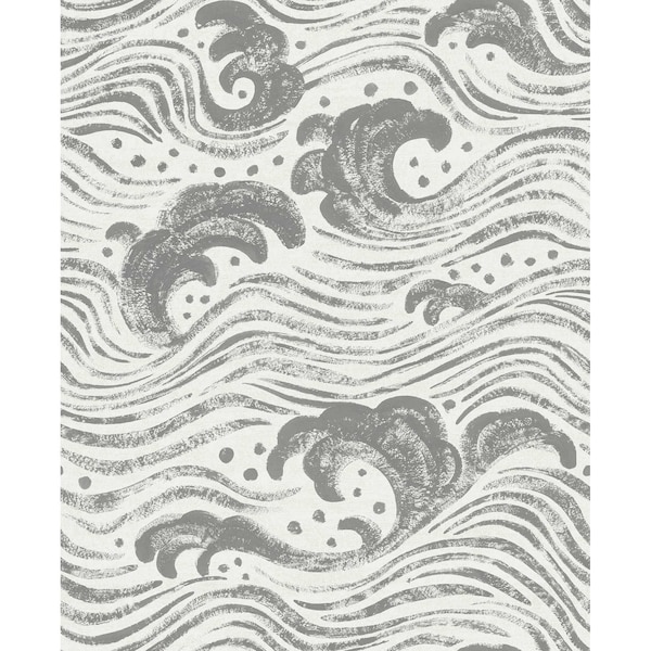 A-Street Prints Swell Charcoal Ocean Wave Wallpaper 4172-27510 - main