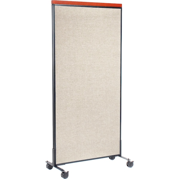 Global Industrial Interion Mobile Deluxe Office Partition Panel, 36-1/4"W x 76-1/2"H, Tan 694969MTN - main