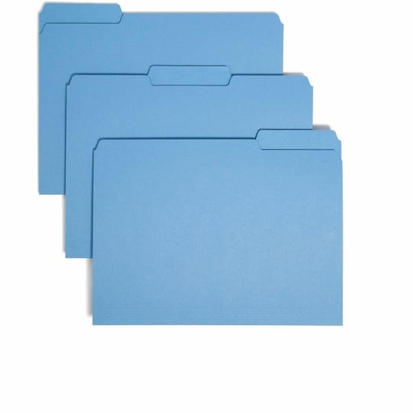 Smead INTERIOR FILE FOLDERS, 1/3-CUT TABS, LETTER SIZE, BLUE, 100PK 10239 - main