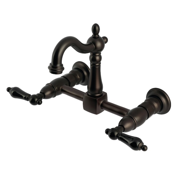 Kingston Brass Two-Handle Wall Mount Bridge Kitchen Faucet, Oil Rubbed Bronze KS2445PKL - main