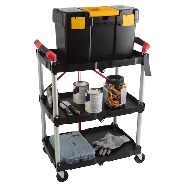 Stalwart Collapsible Cart Portable and Lightweight Folding Service Cart with 50lb Capacity Per Shelf 75-PT2014 - main