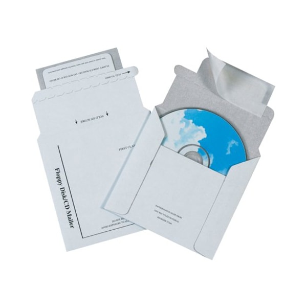 Partners Brand Foam Lined CD Mailers, 5 1/8" x 5", White, PK100 MM1150 - main