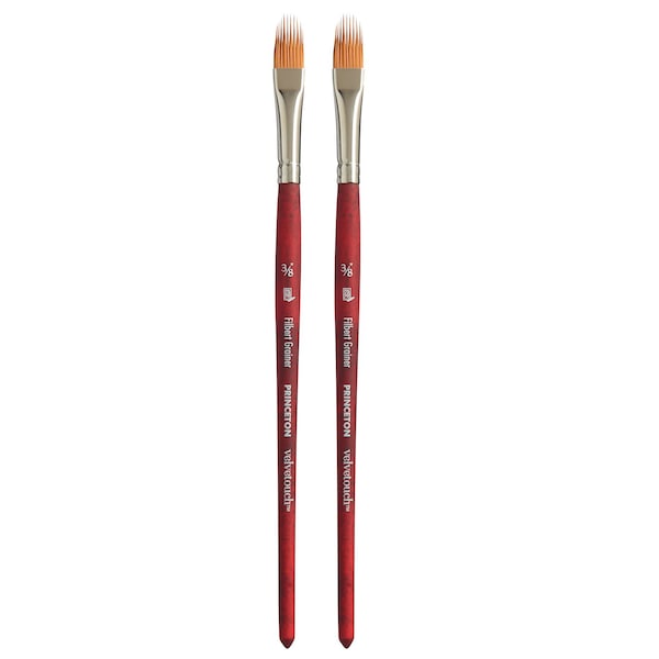 Princeton Velvetouch Filbert Grainer Brush, Synthetic Bristles, Short Handle Mixed Media, Size 3/8 inch, 2PK P3950FG037 - main