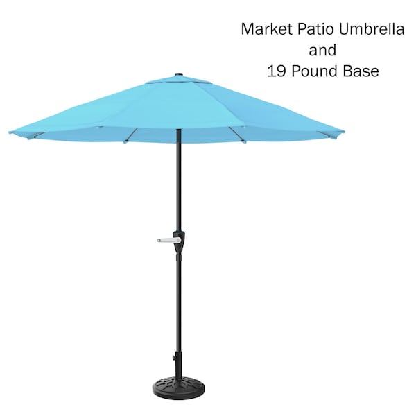 Pure Garden 9-Foot Outdoor Patio Umbrella and Base, Blue 50-101-BB - main