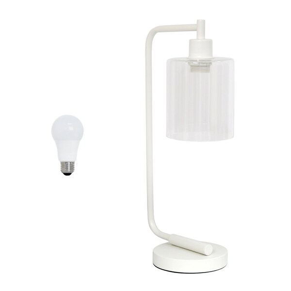 Homeroots 19" White Metal Lantern Table Lamp LED With Clear Cylinder Shade 646044 - main