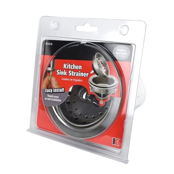 Plumb Pak Sink Strainer with Thumb Screw, 3.269 in ID x 4.411 in OD Dia, Stainless Steel K5416 - main