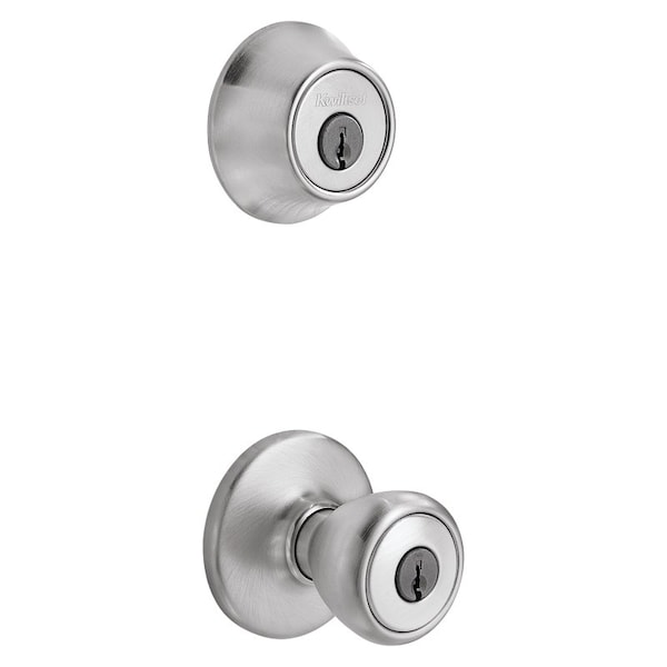 Kwikset Entry Knob and Deadbolt, 3 Grade, Knob Handle, Keyed One Side Key, Metal, Satin Chrome 242T 26D CP K6 - main