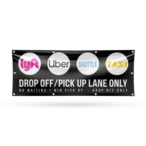 Signmission Drop Off Pick Up Lane Only, 36 Inch x 96 Inch, Vinyl Banner B-96-30550 - main
