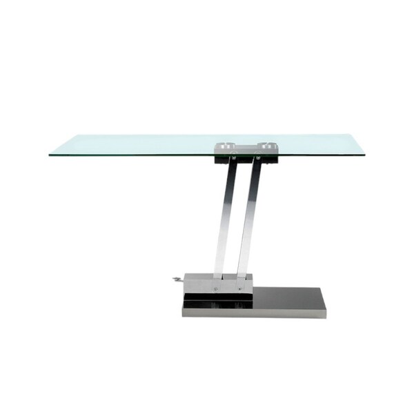 Homeroots 72" Clear And Silver Glass And Metal Pedestal Base Dining Table 555155 - main