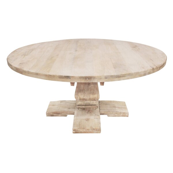 Homeroots 70" Brown Rounded Solid Wood Pedestal Base Dining Table 488691 - main