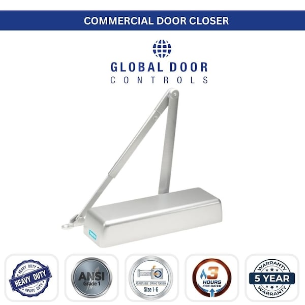 Global Door Controls Heavy Duty Commercial Grade 1 Door Closer in Aluminum - Sizes 1-6 TC4300-AL - main
