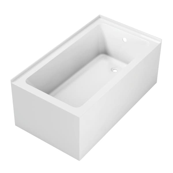 Kingston Brass 54" Acrylic Rectangular 2-Wall Corner Alcove Tub, Right Hand Drain, Glossy White VTAP5430R22TS - main