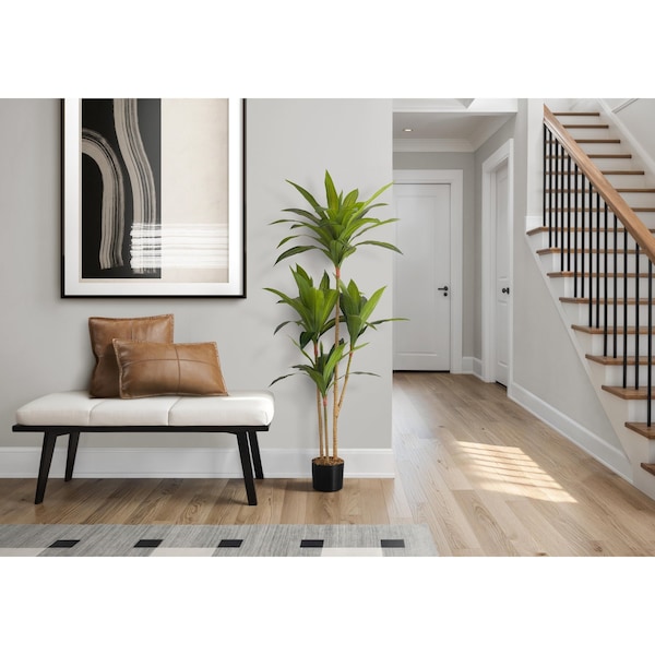 Monarch Specialties Artificial Plant, 51" Tall, Dracaena Tree, Indoor, Faux, Fake, Floor, Greenery, Potted, Real Touch I 9543 - main