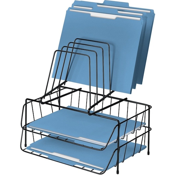 Fellowes Desktop Organizer, Black, Steel, 13.9" W, 14" H, 10.1" D, 6 Number of Compartments 72391 - main