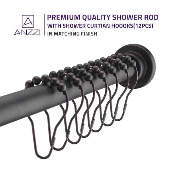 Anzzi 48-88 Inches Shower Curtain Rod with Shower Hooks in Oil Rubbed Bronze AC-AZSR88ORB - main