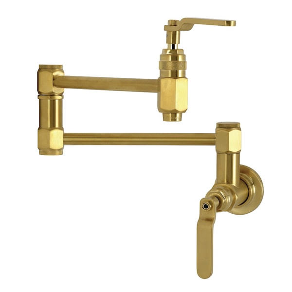Kingston Brass Wall Mount Pot Filler Faucet, Brushed Brass KS5107KL - main