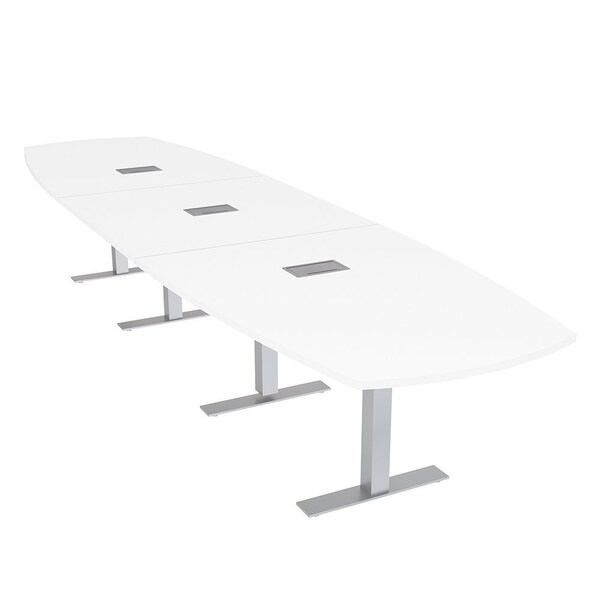 Skutchi Designs Arc Boat Conference Table With Power, 48 in W, 192 in L HAR-ABOT-48X192-T-W960-ESIL - main