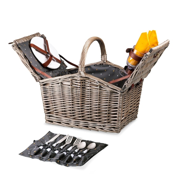 Picnic Time Family Of Brands Piccadilly Picnic Basket, Anthology Collection - Gray with Gold Accents 202-19-322-000-0 - main