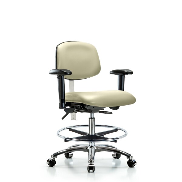 Blue Ridge Ergonomics Med Bench Chair, Vinyl, CF, Cast, Wht, CL100, 6-Way Adjustable, 22" to 29" Height, Adobe White BR-NCR-VMBCH-CR-T0-A1-CF-CC-8501 - main