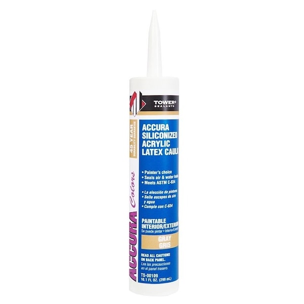 Tower Sealants ACCURA Silicone Caulk, Gray, 7 to 14 days Curing, 40 to 140 deg F, 10.1 fl-oz Tube TS-00109 - main