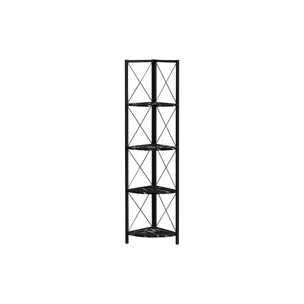 Homeroots 59" Black Metal Four Tier Corner Bookcase 489789 - main