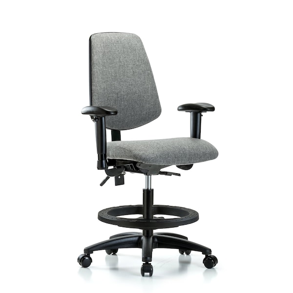 Blue Ridge Ergonomics Fab Med Bench Chair, Bk, BF, Cast, Gry, 6-Way Adjustable, 22" to 29" Height, Gray BR-FMBCH-MB-RG-T0-A1-BF-RC-F44 - main