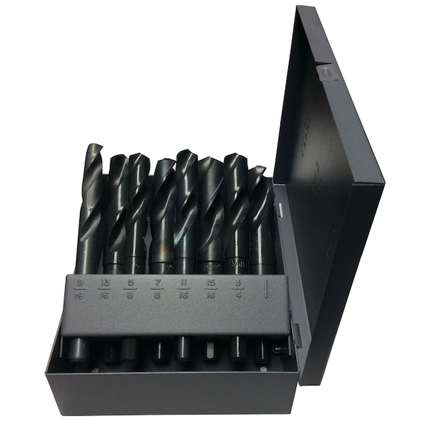 Drill America 8 Piece HSS Black Oxide Reduced Shank HSS Drill Bit Set, 9/16" - 1" DWD1008-SET - main