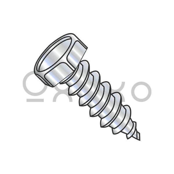 Oxoxo 8-18X1/4 Indented Hex Unslotted Self Tapping Screw Type A B Fully Threaded Zinc And Bake, 10000PK 293361 - main